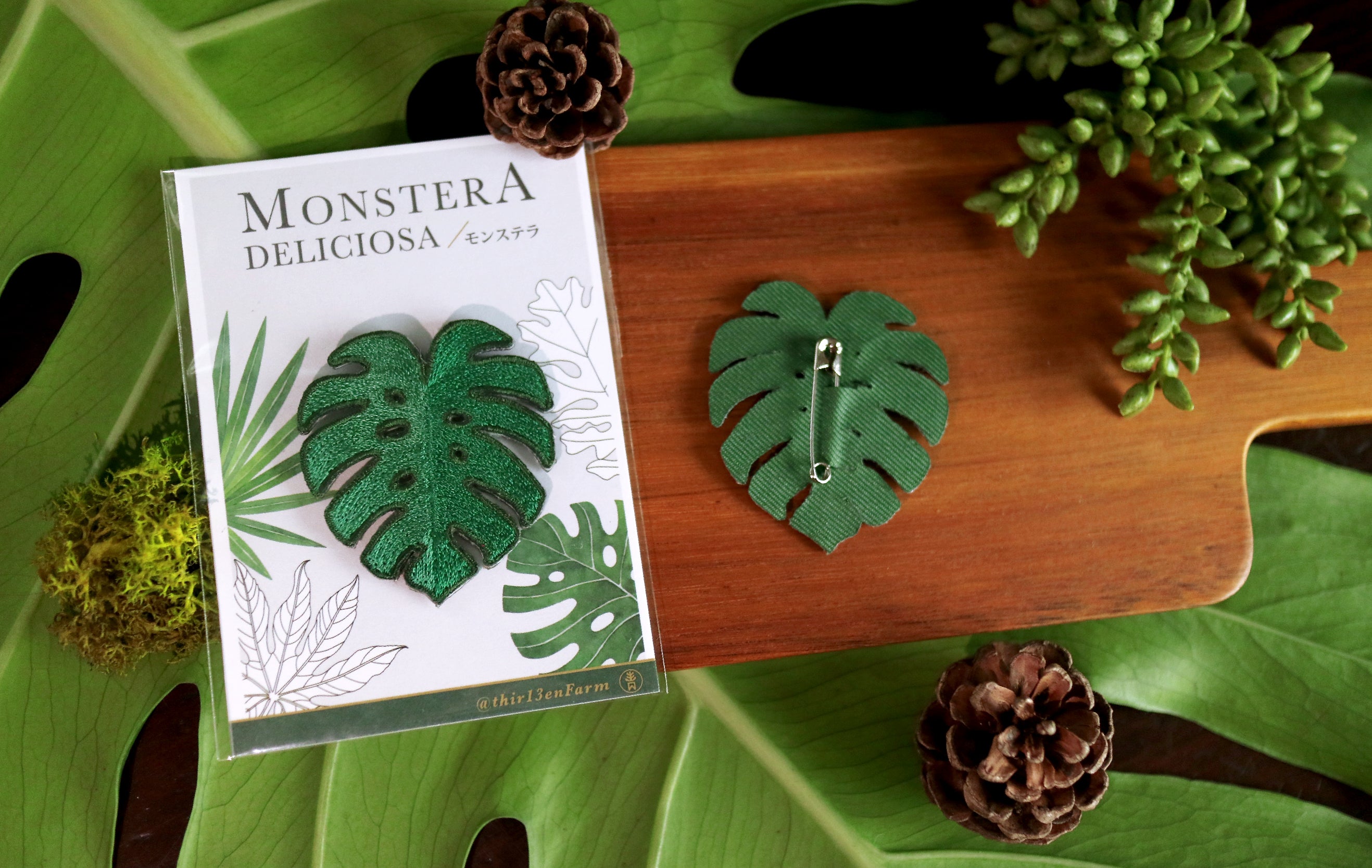Monstera Embroidered Patches with Pin Backs