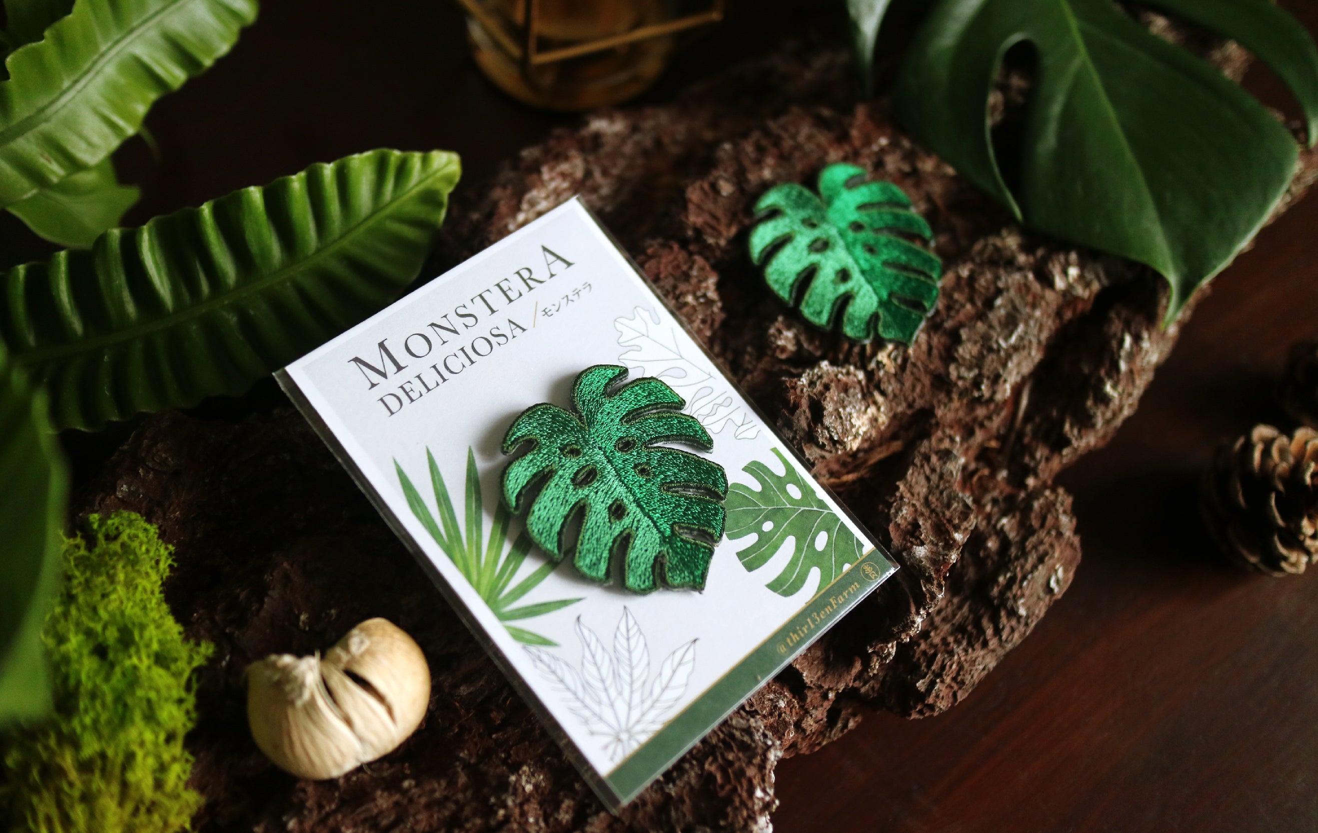 Monstera Embroidered Patches with Pin Backs