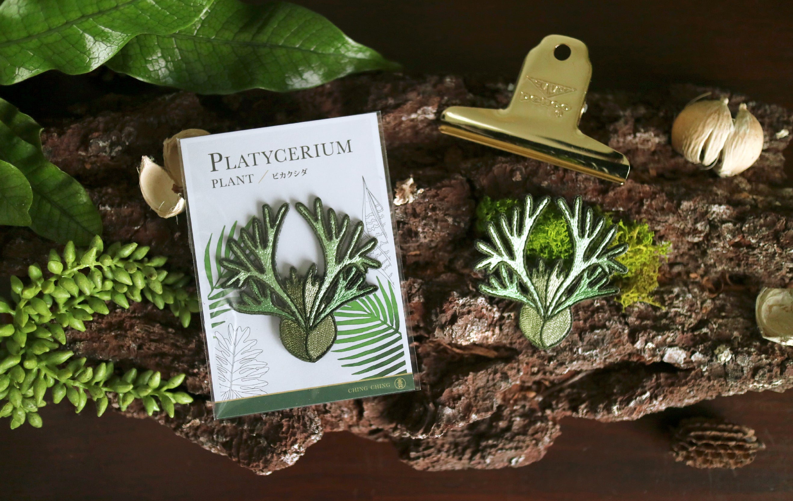Platycerium Embroidered Patches with Pin Backs