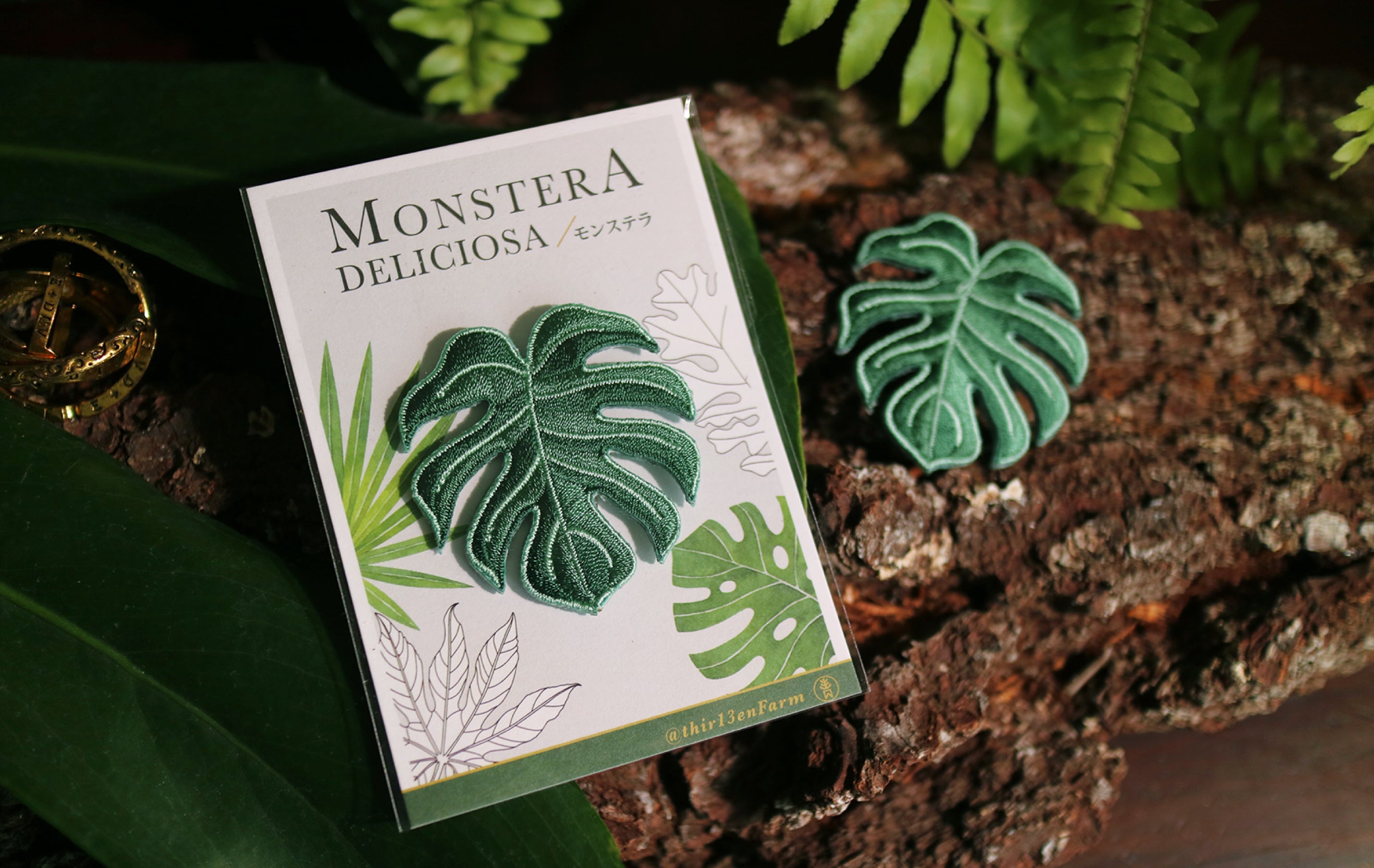 Monstera Embroidered Patches with Pin Backs