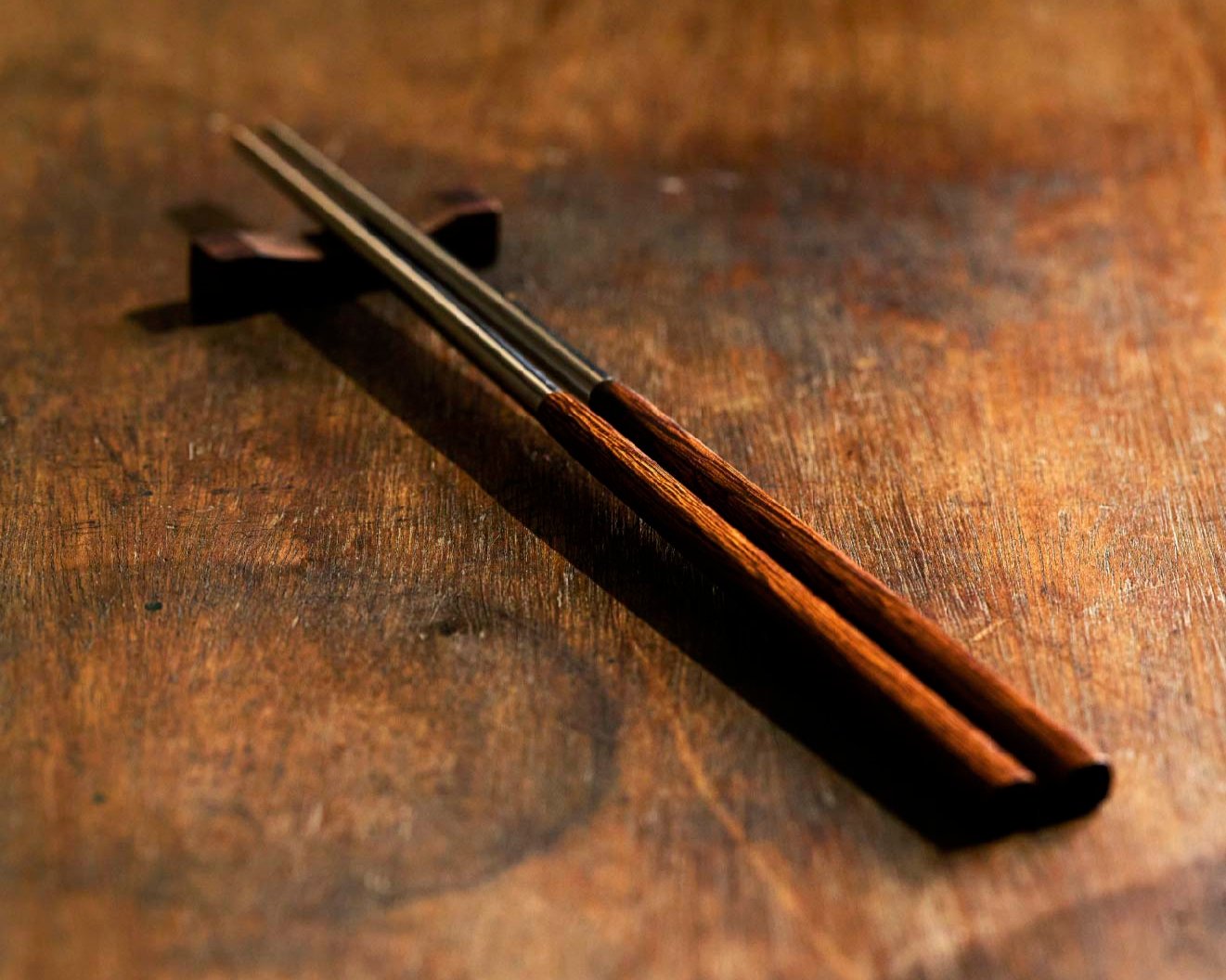 Rosewood and Stainless Steel Chopsticks (with Holder)