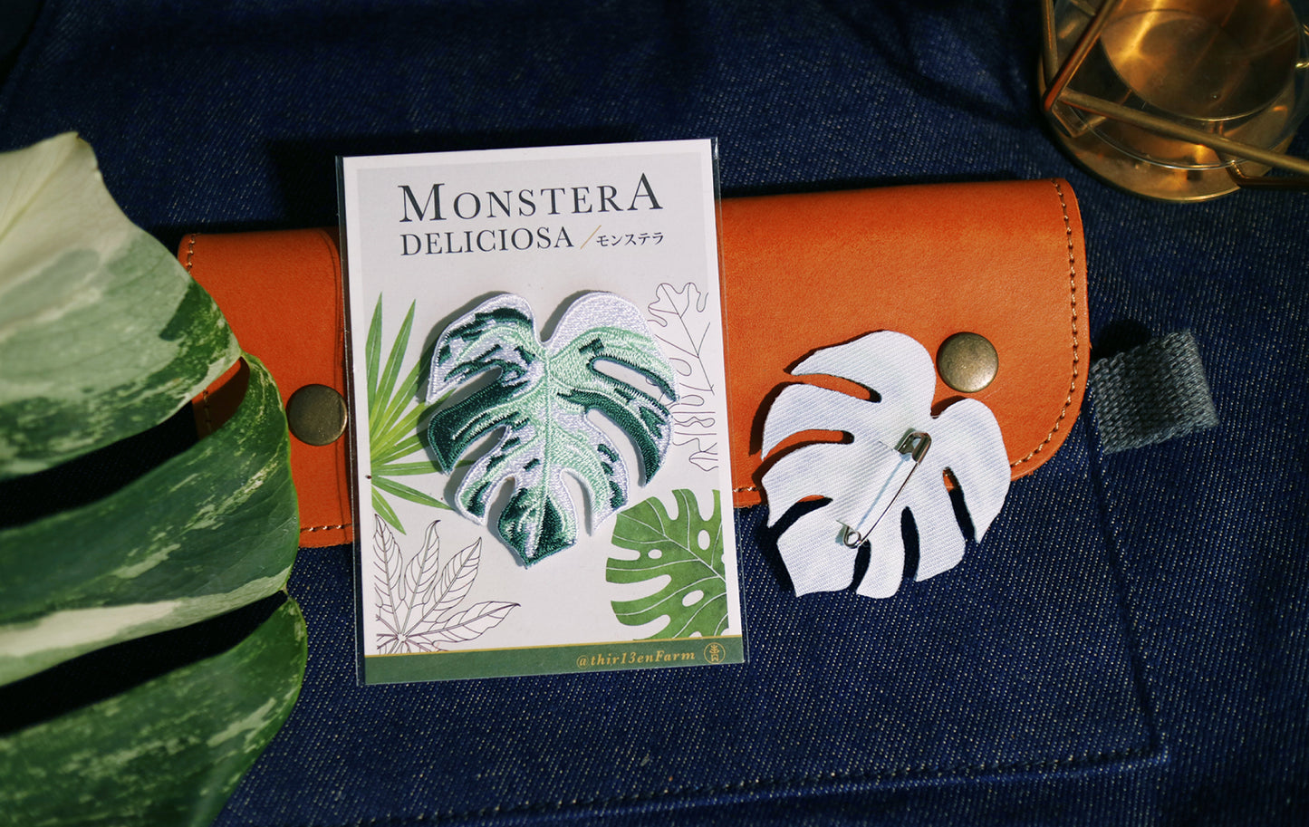 Monstera Embroidered Patches with Pin Backs