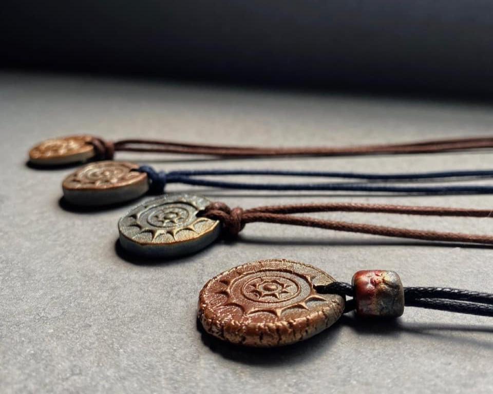 Wood-fired "Boat Eye" Necklace