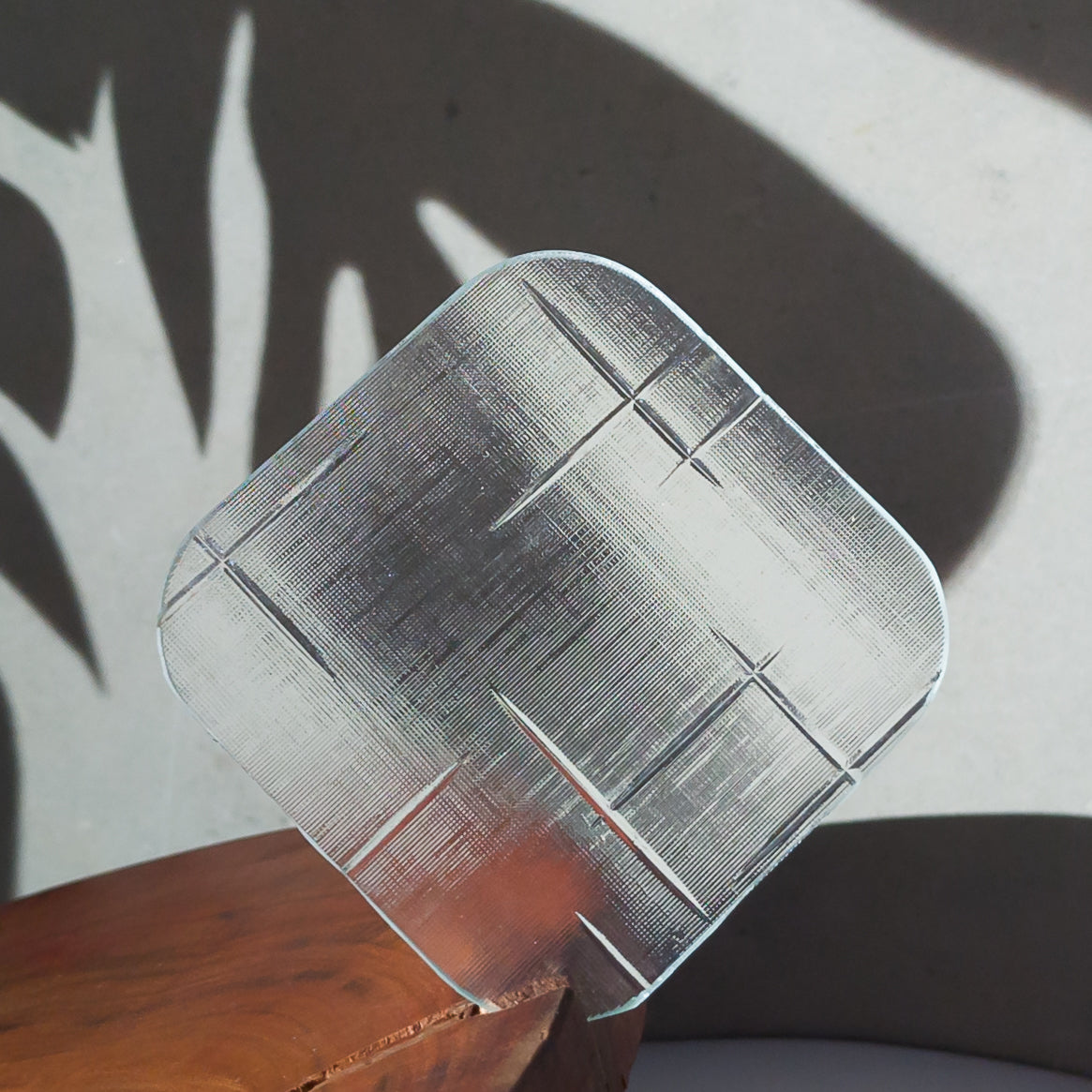 Cross-Pattern Window-Cut Glass Coaster