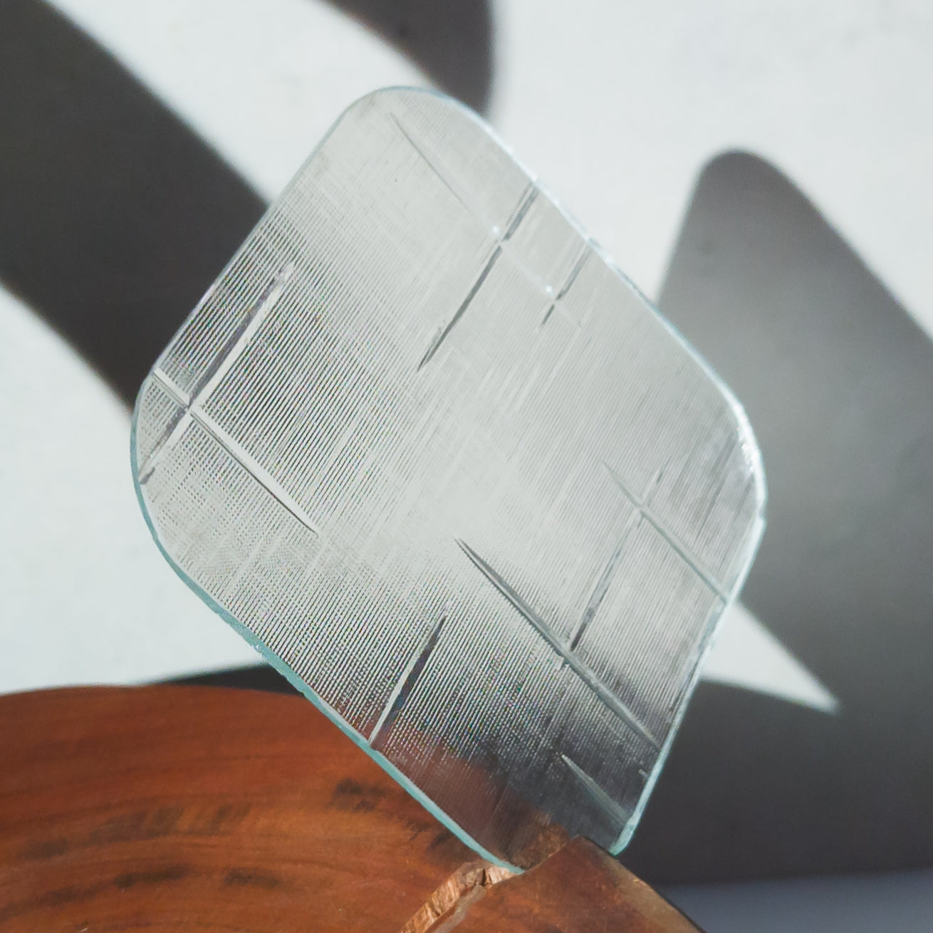 Cross-Pattern Window-Cut Glass Coaster