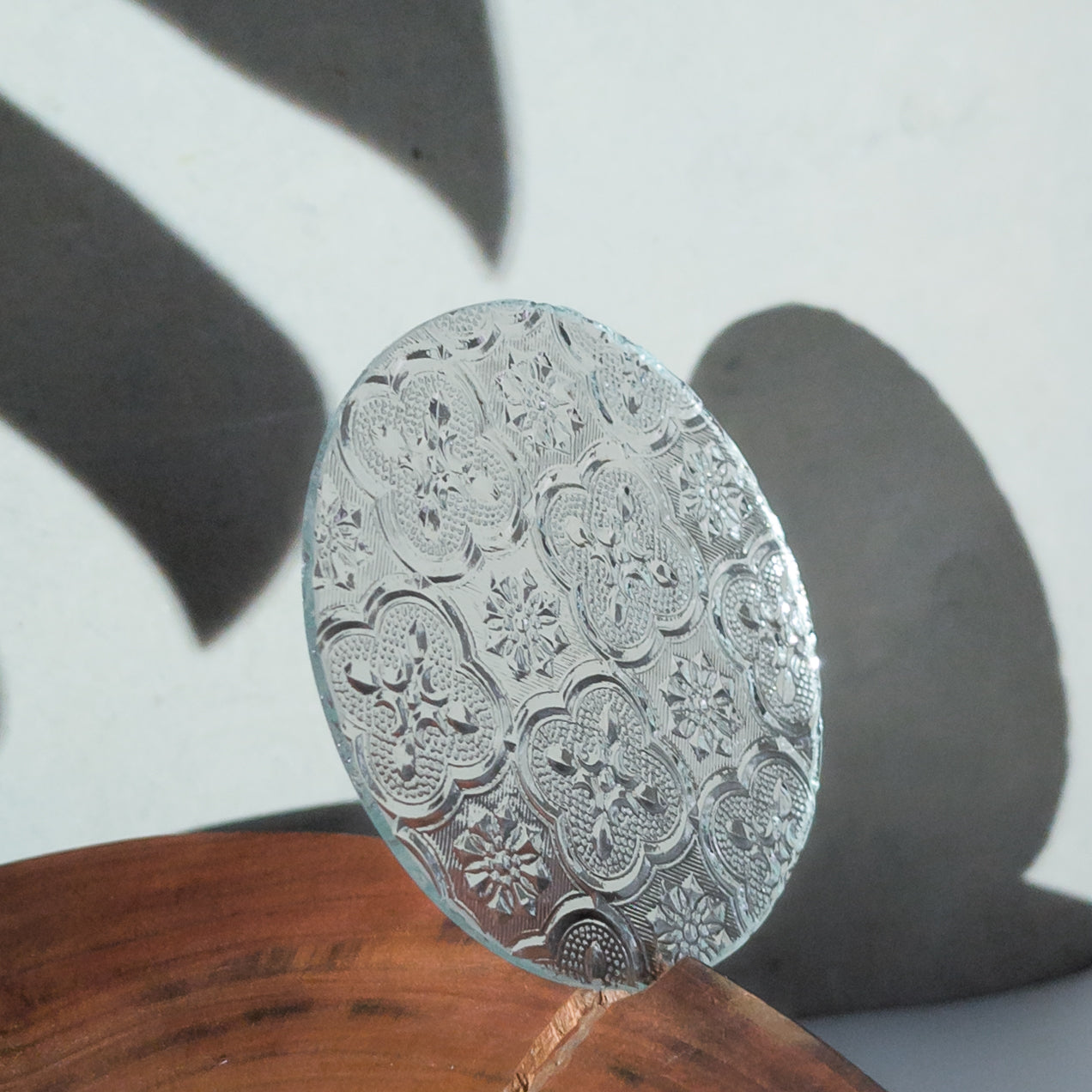 Begonia Pattern Window-Cut Glass Coaster