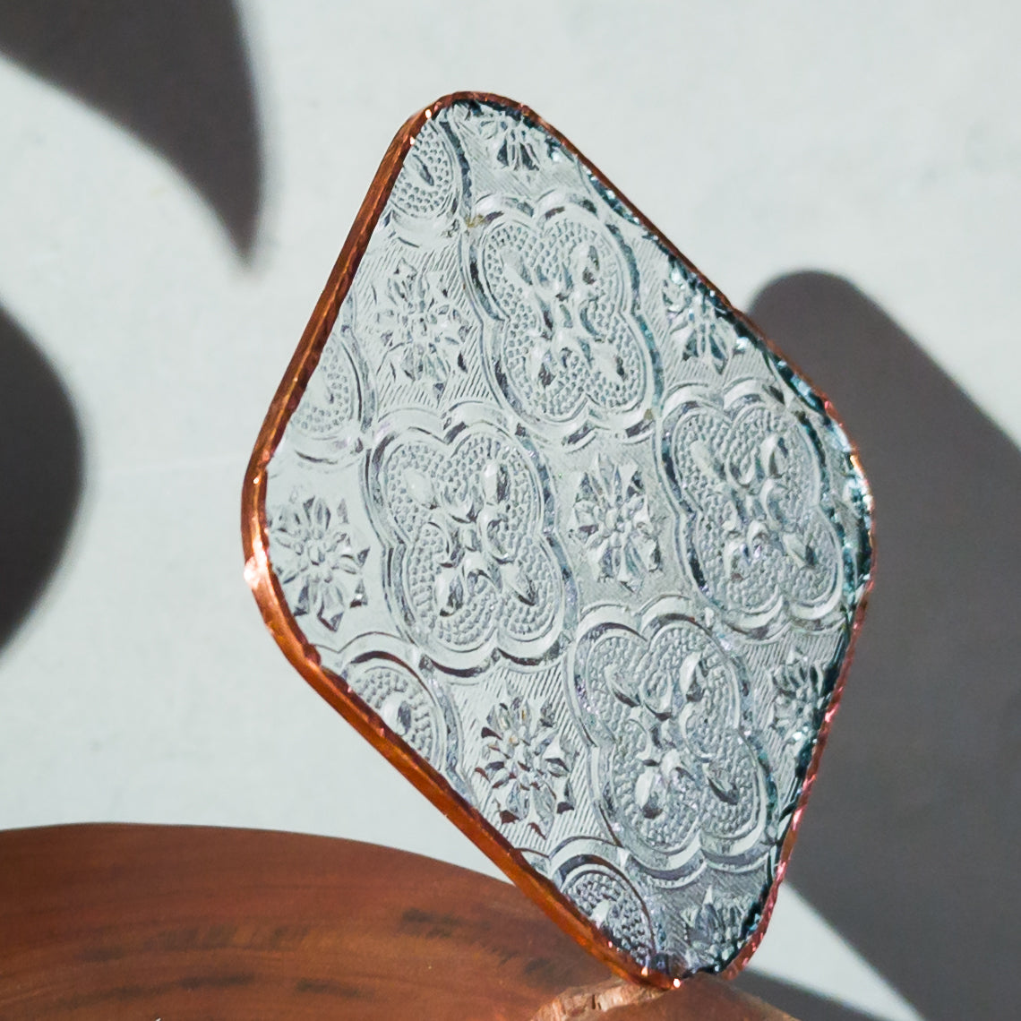 Copper-Aluminum Begonia Window-Cut Glass Coaster