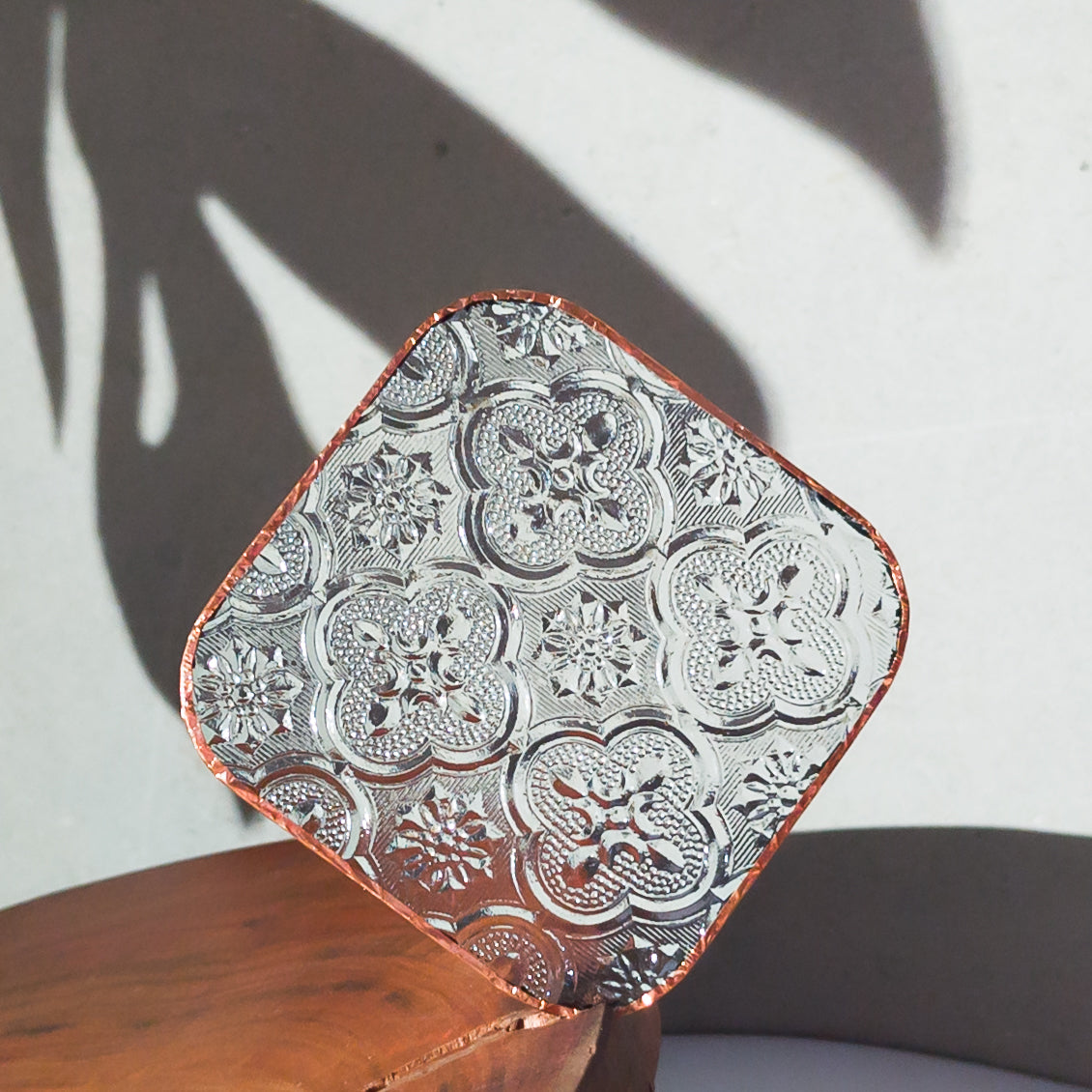 Copper-Aluminum Begonia Window-Cut Glass Coaster