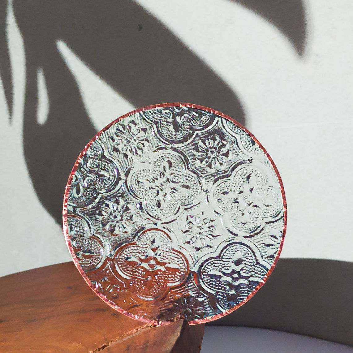 Copper-Aluminum Begonia Window-Cut Glass Coaster