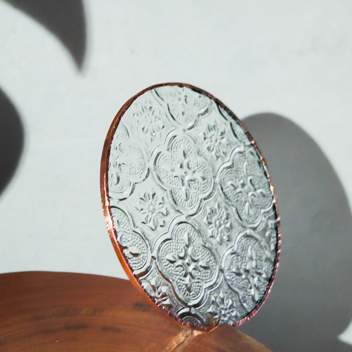 Copper-Aluminum Begonia Window-Cut Glass Coaster