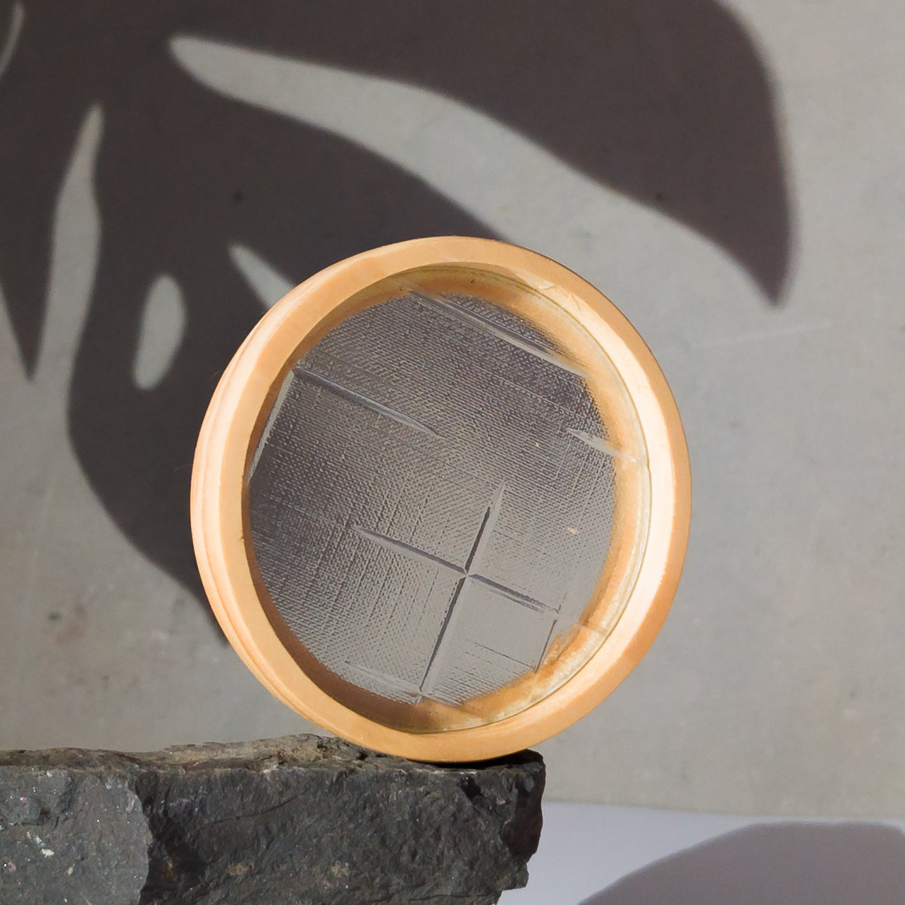 Pine Wood Round Tray with Window-Cut Glass Inlay
