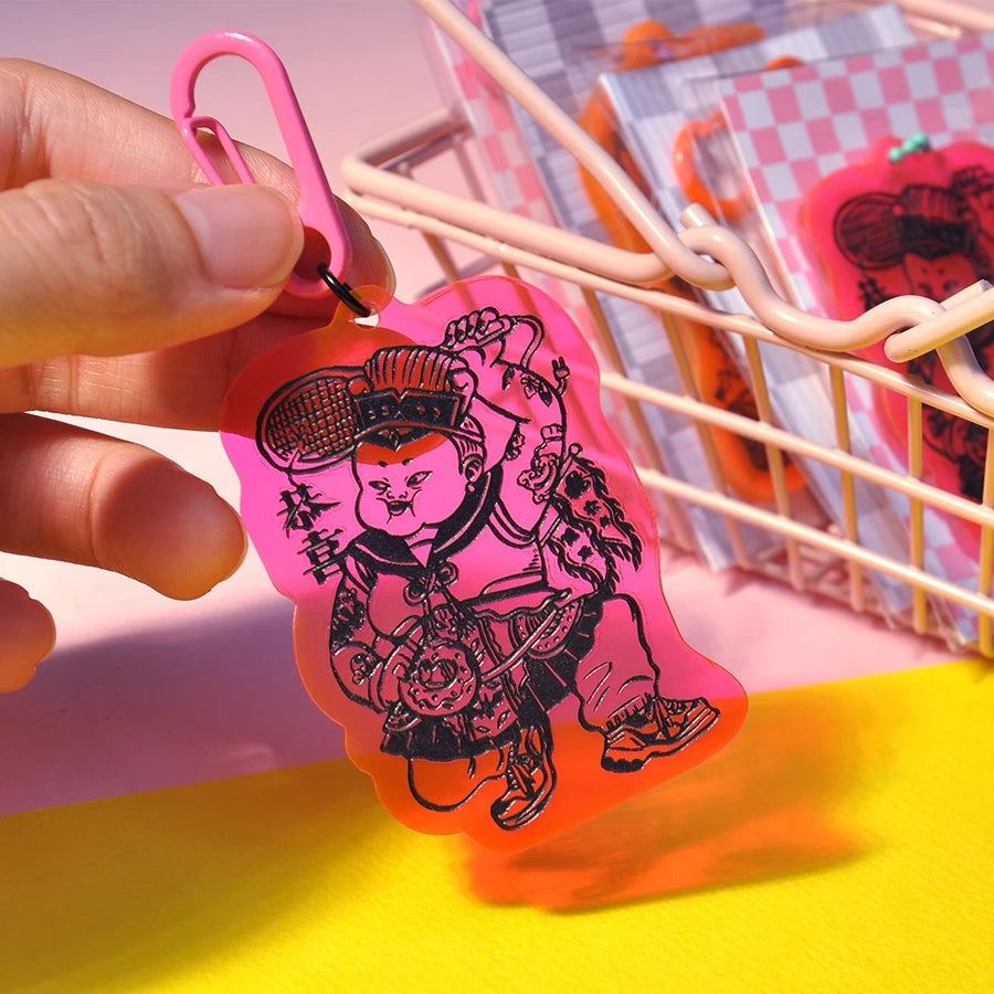 Fluorescent Door God Keychain